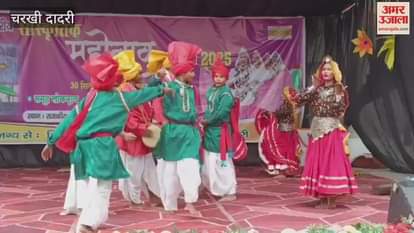 In the district-level cultural festival held in Charkhi Dadri, female students showcased the vibrant traditions of Haryana through their folk dances.