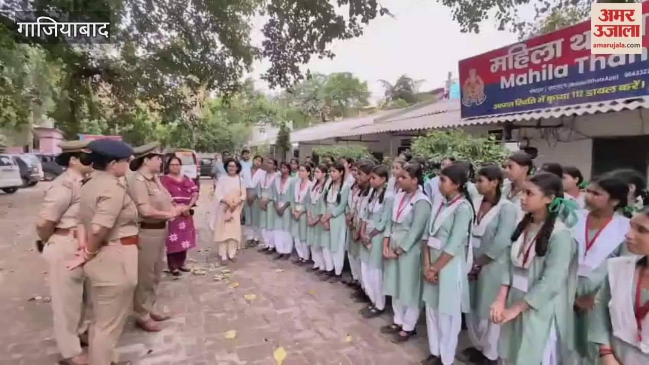 Students seeking information at the women's police station in Lohia Nagar