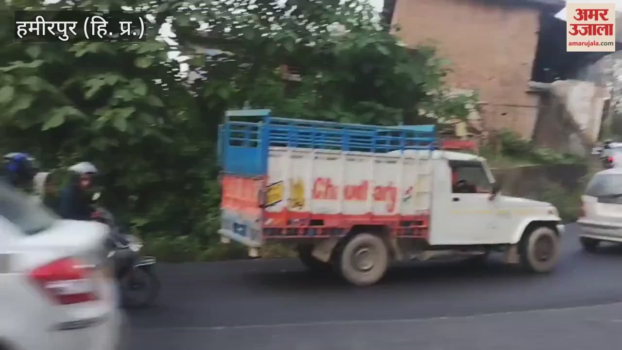 Hamirpur Road repair work in Didvin village causes traffic jam