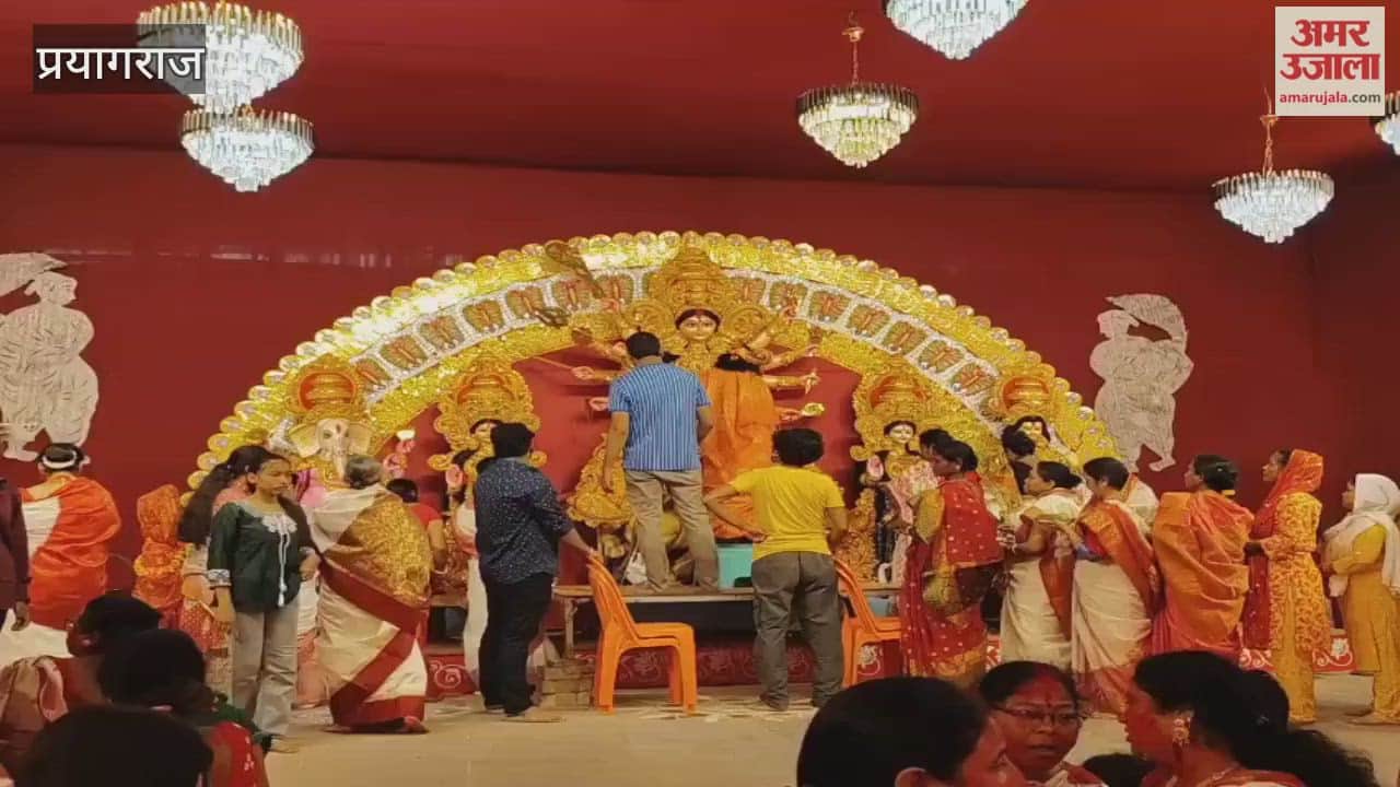 Goddess Durga was bid farewell with the ritual of Sindoor Khela in the pandals.