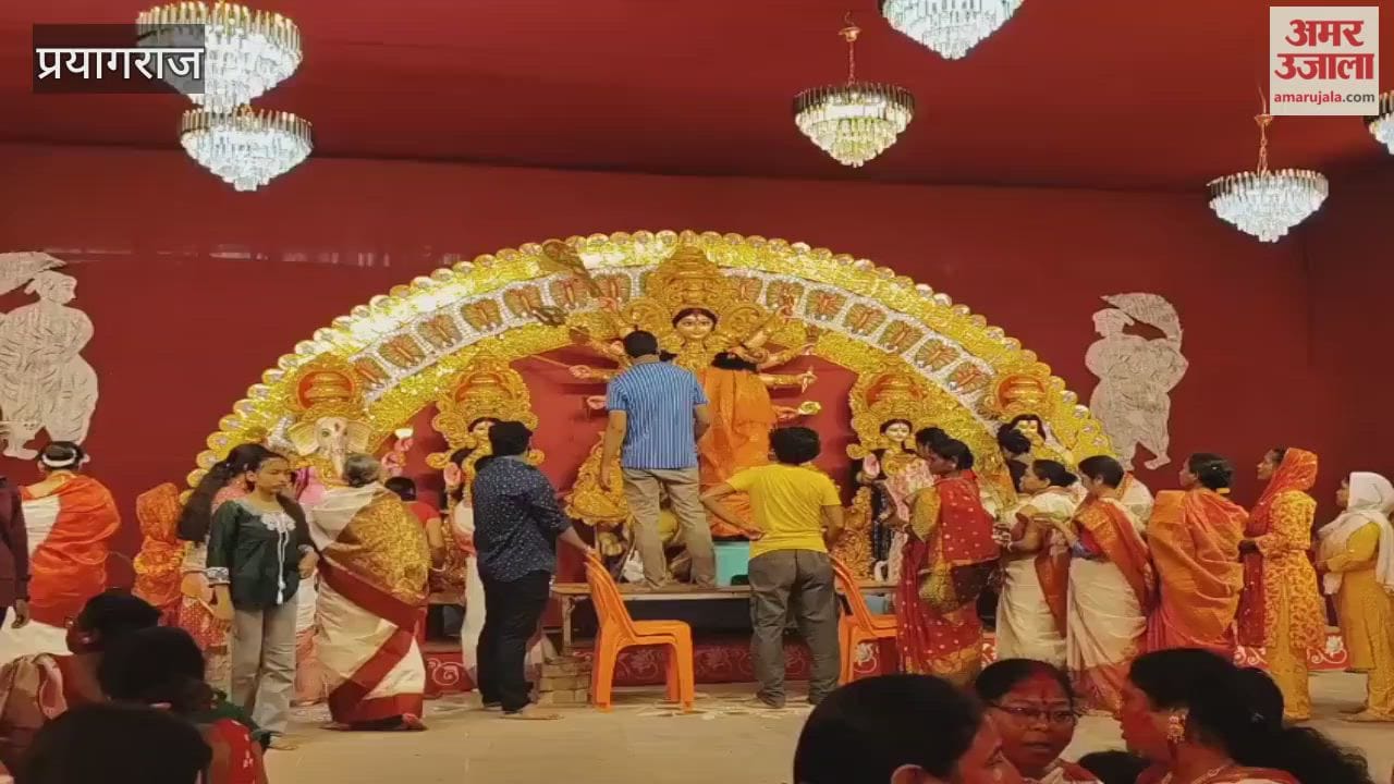 Goddess Durga was bid farewell with the ritual of Sindoor Khela in the pandals.