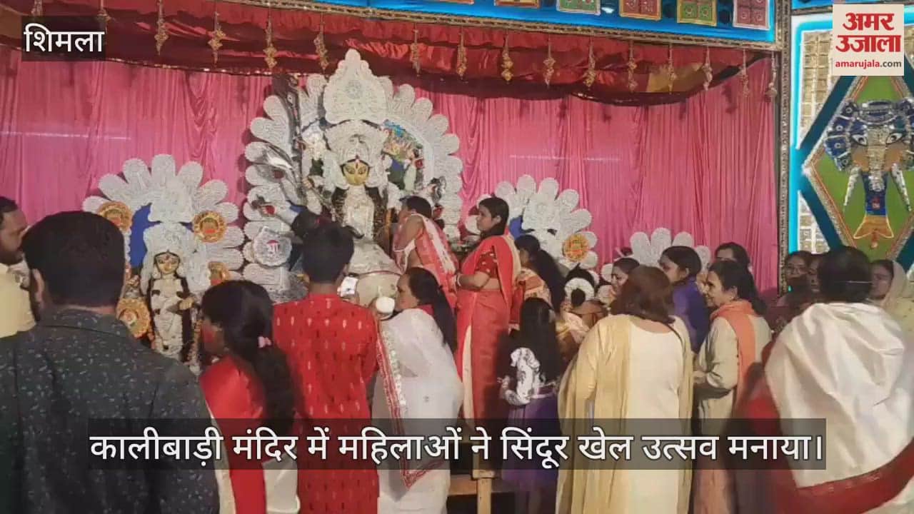 Women celebrated Sindoor Khela festival at Kalibari temple, bidding farewell to the goddess by adorning her.