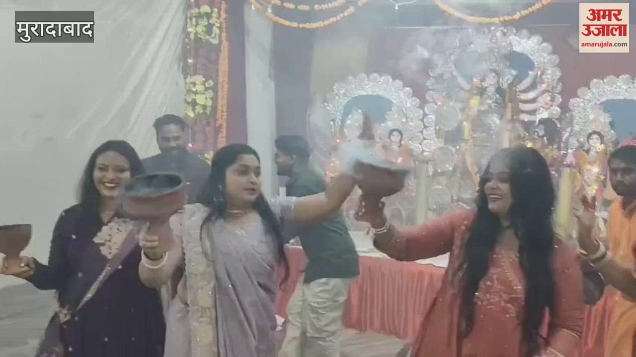 Women performed the Dhunuchi dance during the Durga Puja program, organized by the Shri Durga Jan Kalyan Samiti