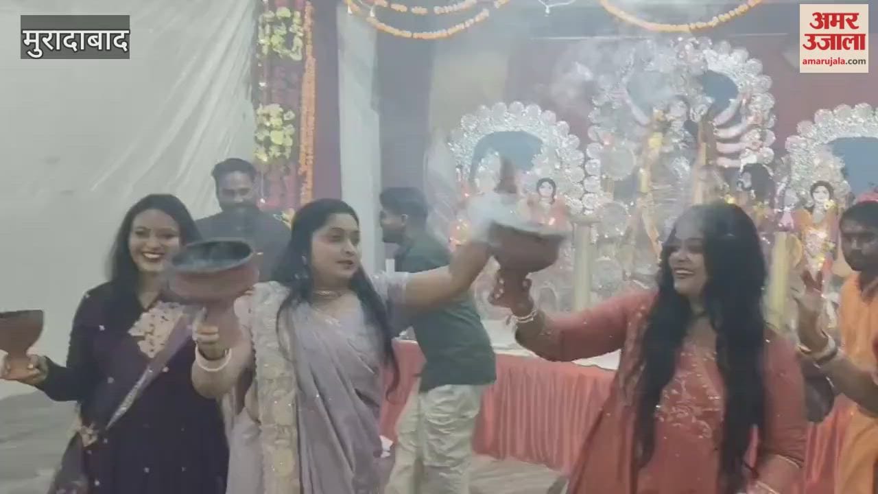 Women performed the Dhunuchi dance during the Durga Puja program, organized by the Shri Durga Jan Kalyan Samiti