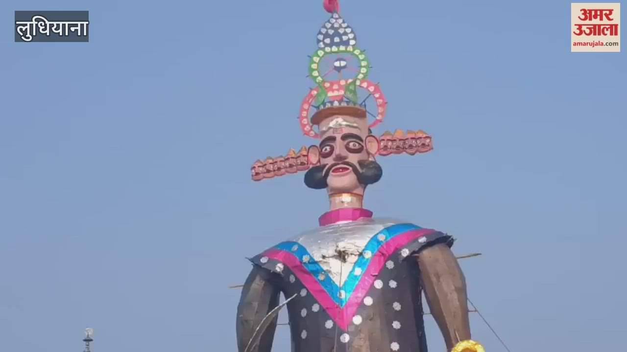 Burning of 121-foot Ravana at Daresi ground in Ludhiana