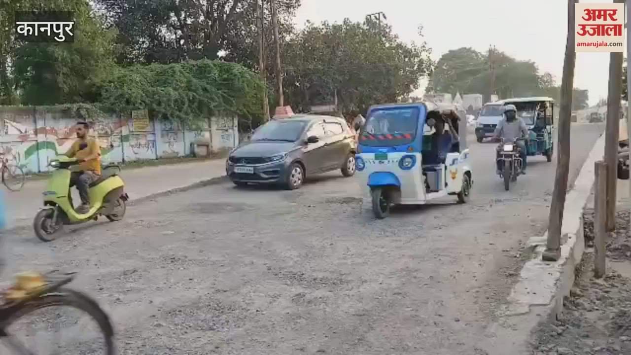 Panki Kalyanpur Road's dilapidated condition, risking accidents