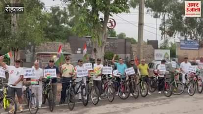 On Air Force Day in Rohtak, ex-servicemen gave the message of cleanliness and national unity through a cycle rally.
