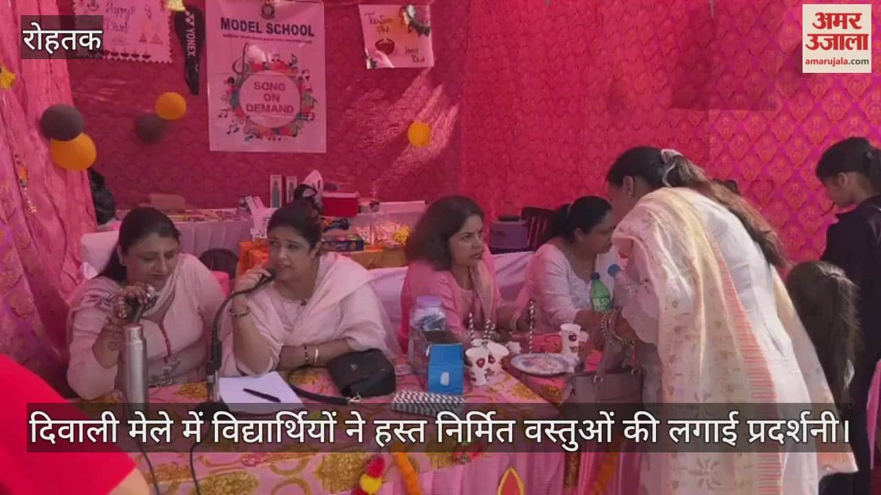 Students exhibit handmade items at the Diwali fair