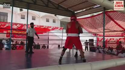 Meerut: In the men's boxing competition at Kailash Prakash Sports Stadium, matches were held between Meerut and Agra divisions