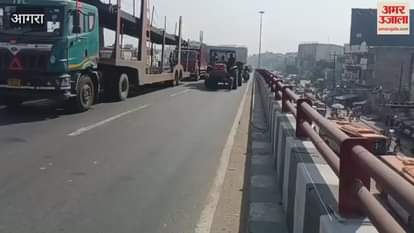 Overloaded tractor trolley filled with bricks went out of control