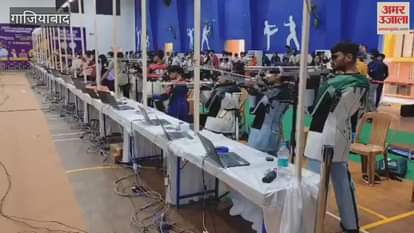 Players participating in the UP state level inter-school shooting competition