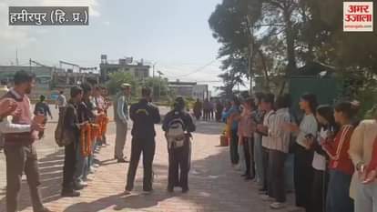 Hamirpur Students of Hamirpur College dominated Judo welcomed with garlands of flowers