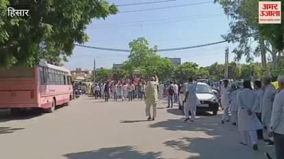 Protest in Hisar demanding arrest of culprits behind the suicide of ADGP Y Purna Kumar