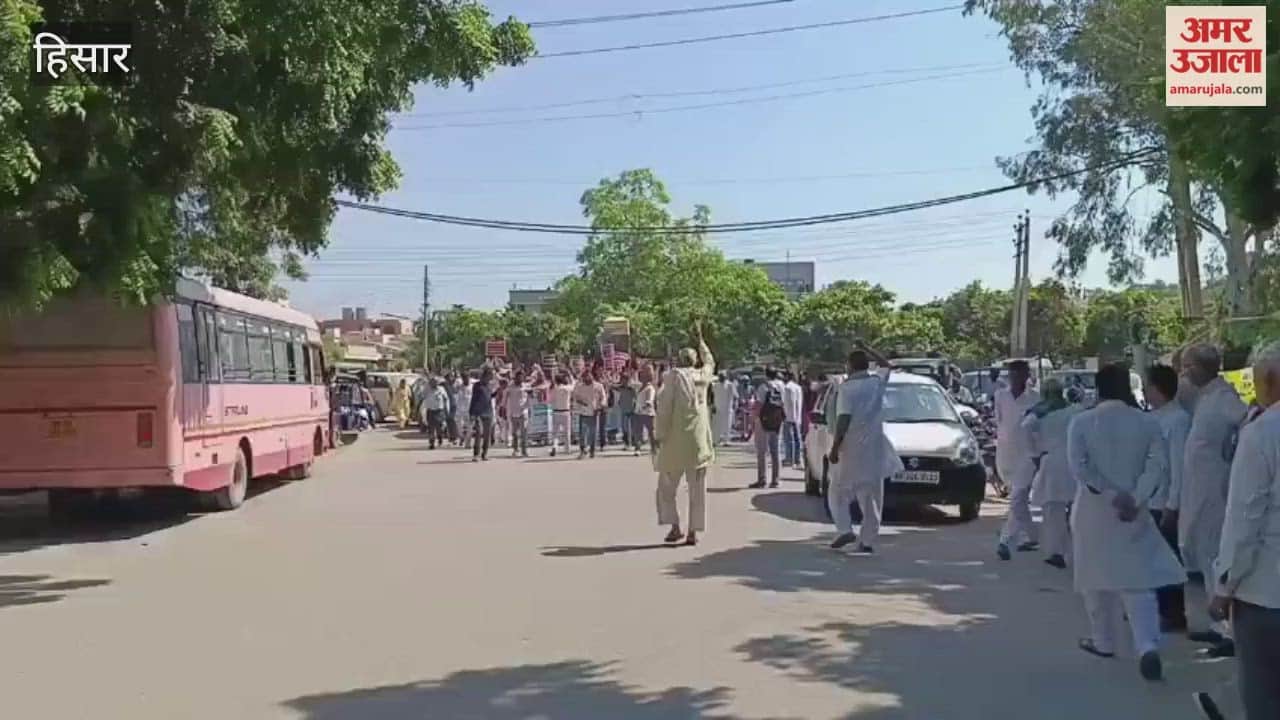 Protest in Hisar demanding arrest of culprits behind the suicide of ADGP Y Purna Kumar