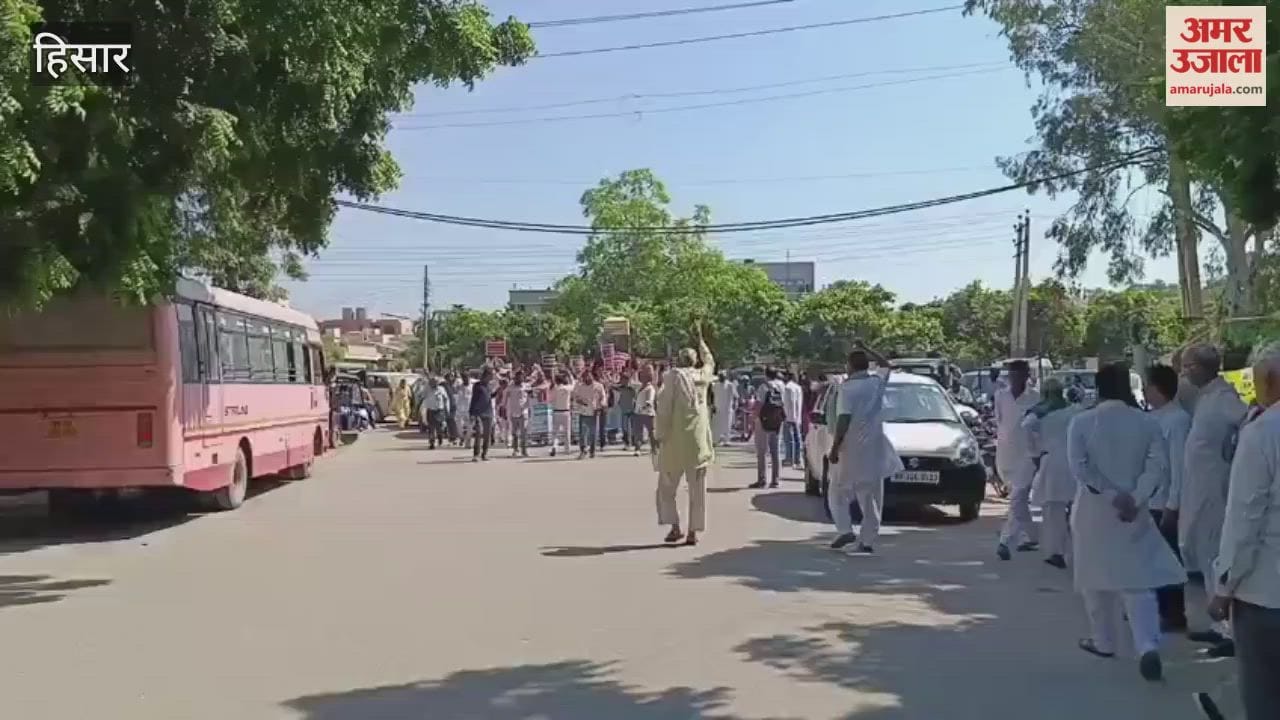 Protest in Hisar demanding arrest of culprits behind the suicide of ADGP Y Purna Kumar