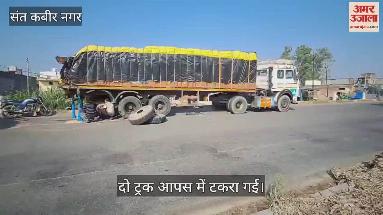 Two trucks collided, disrupting traffic for an hour.
