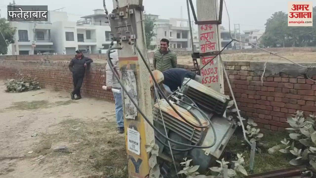 In Fatehabad, a Thar SUV collided with a pole while trying to avoid hitting a scooter, causing the transformer to fall down