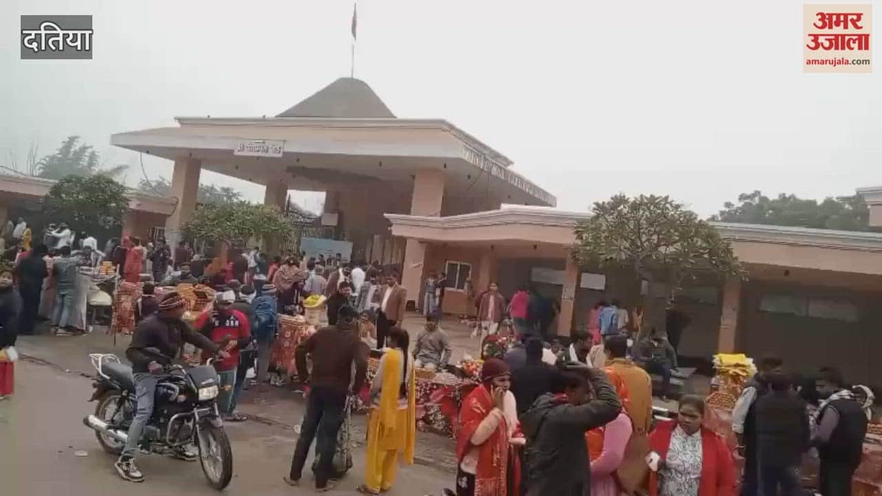 In the new year, devotees gathered to visit Datia Pitambara Peeth.