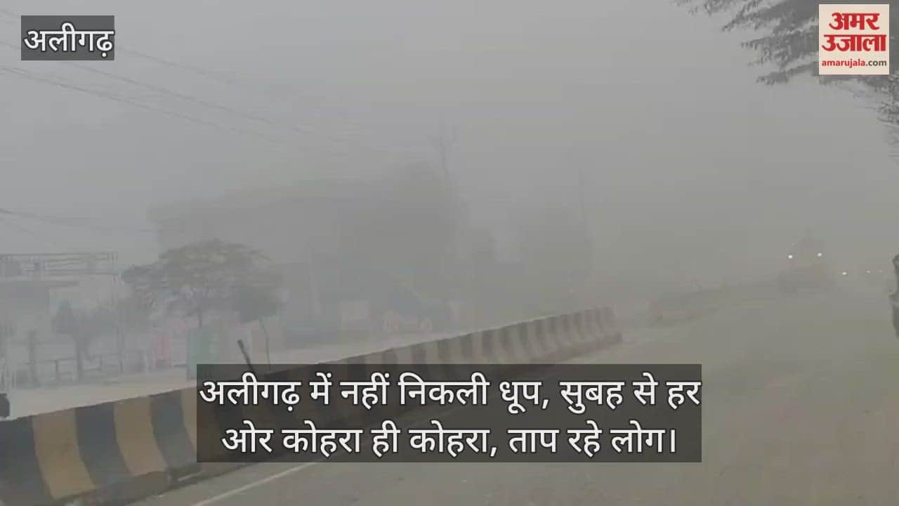 अलीगढ़ में नहीं निकली धूप, सुबह से हर ओर कोहरा ही कोहरा, ताप रहे लोग