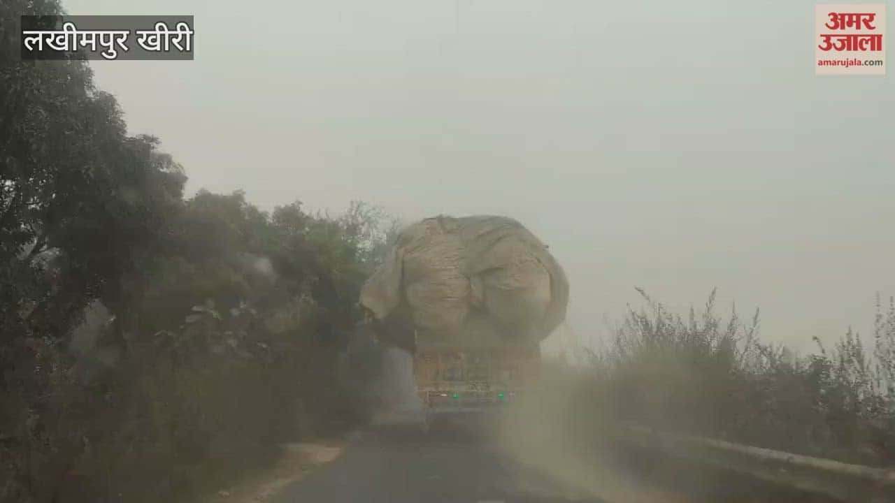 Overloaded trucks are speeding on the roads in Dhaurahra, Lakhimpur Kheri