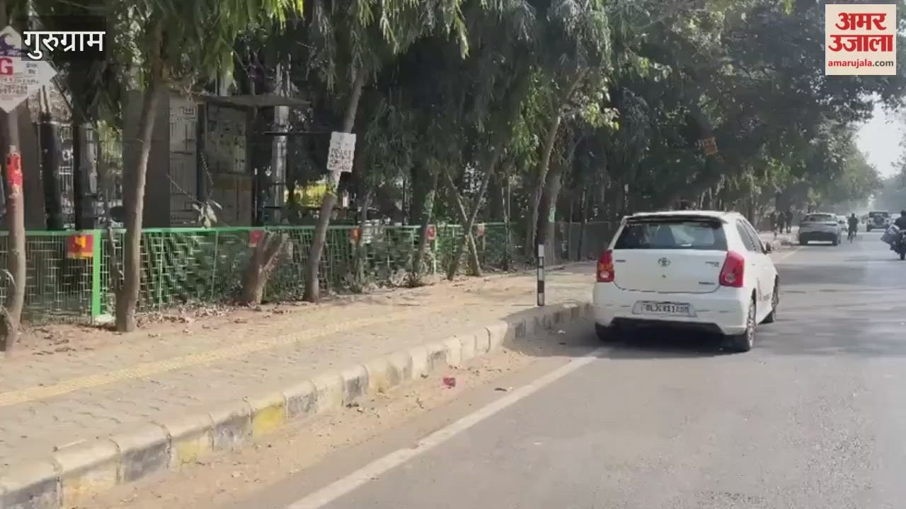Illegal parking on main road in Sector-32 Gurugram