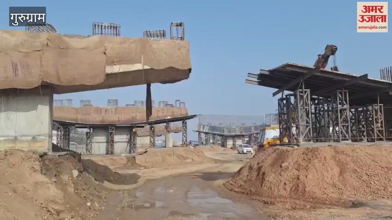 Construction work on the flyover at Bilaspur Chowk on the Delhi-Jaipur highway is progressing rapidly