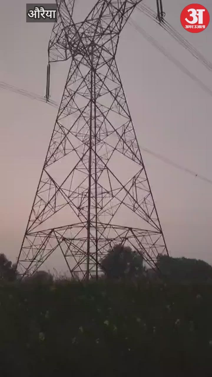 औरैया में पड़ोसी से विवाद होने पर हाईटेंशन लाइन के टावर पर चढ़ा युवक