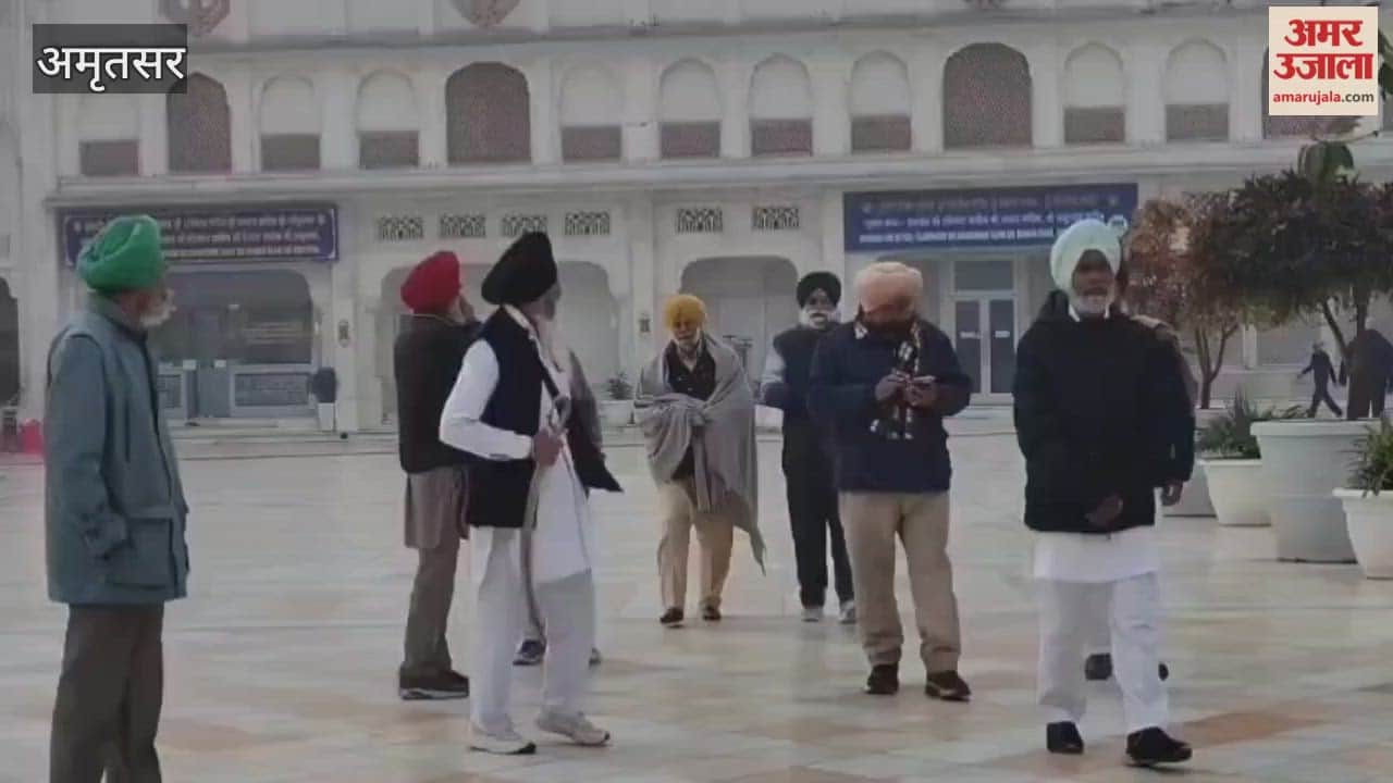Religious soldiers gathered outside Sri Harmandir Sahib in Amritsar.