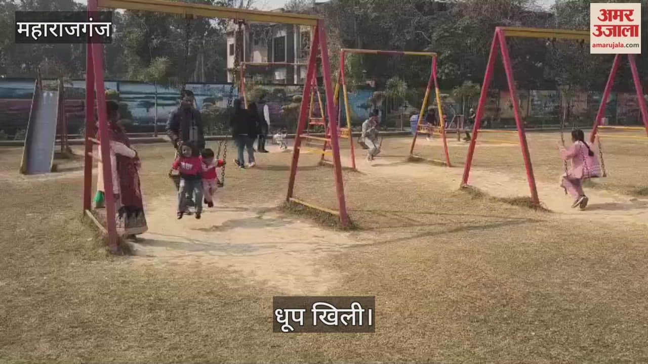 After the sun came out, the children enjoyed the swings.