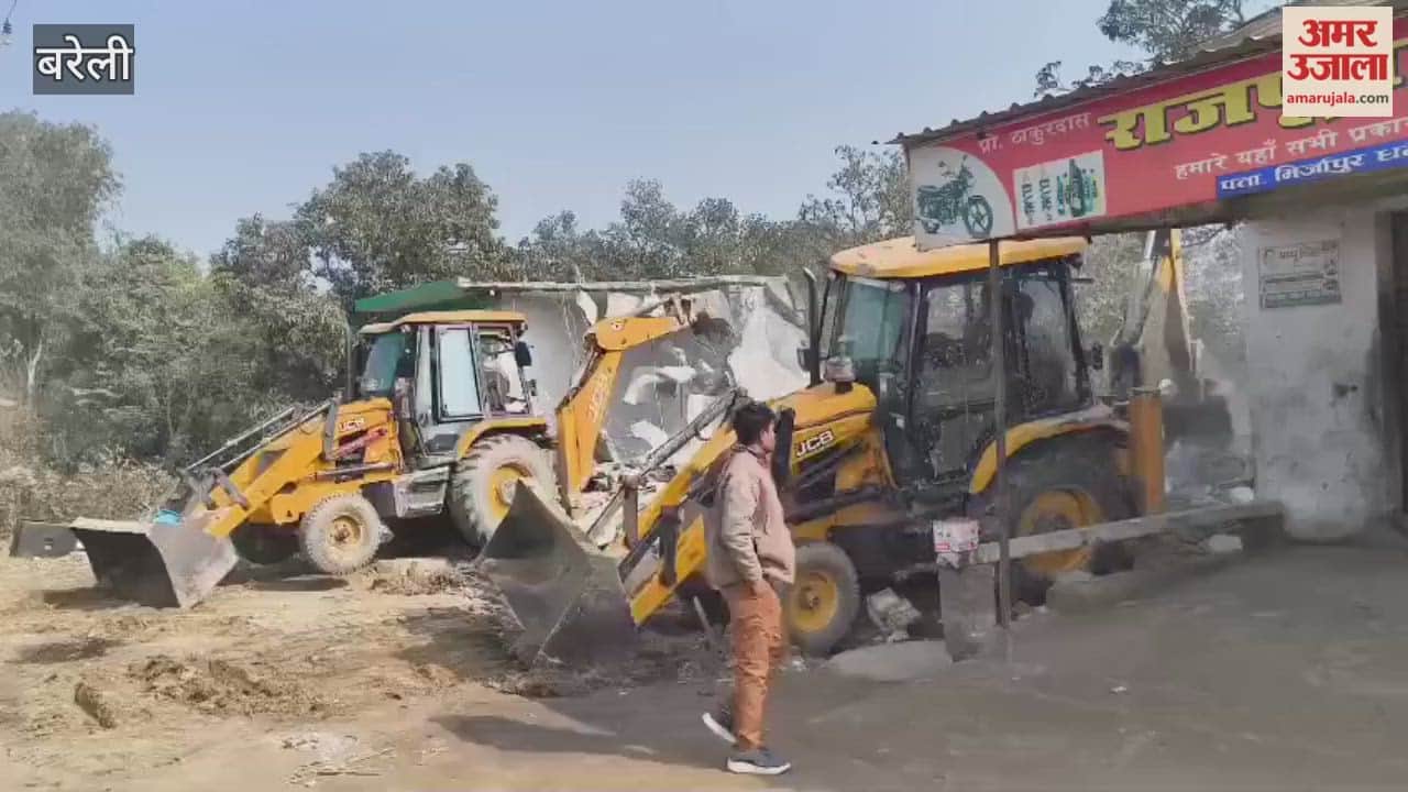bulldozer was used to demolish the illegal structure in bareilly