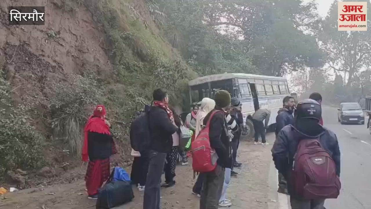 Sirmour Bus hits hill in tree on National Highway passengers survive