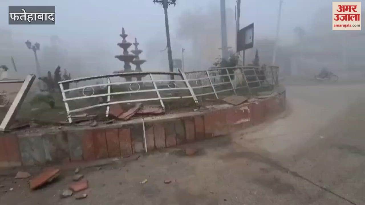truck collided with Shaheed Chowk, damaging the grill and dislodging tiles In Tohana of Fatehabad