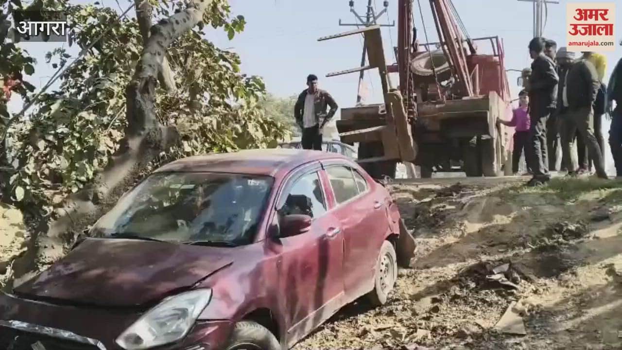 Dumper Rams into Car on Agra–Gwalior Highway, Occupants Escape Unhurt