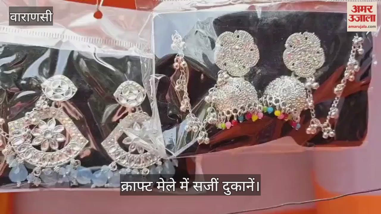 stalls at the craft fair were beautifully decorated, and crowds of people were gathering in varanasi