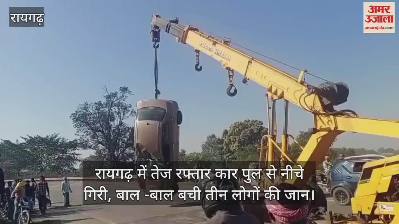 A speeding car fell off a bridge in Raigarh