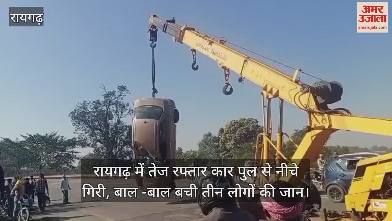 A speeding car fell off a bridge in Raigarh