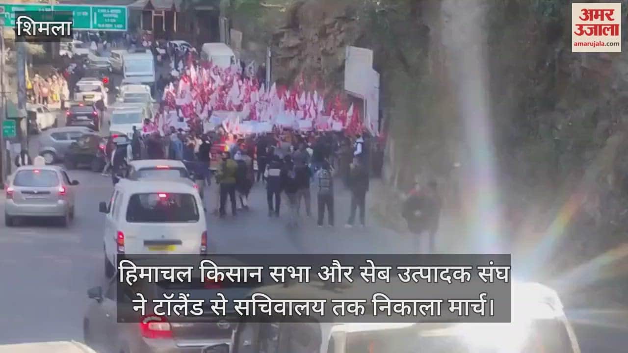 Himachal Kisan Sabha and Apple Growers Association took out a march from Toll Plaza to the Secretariat