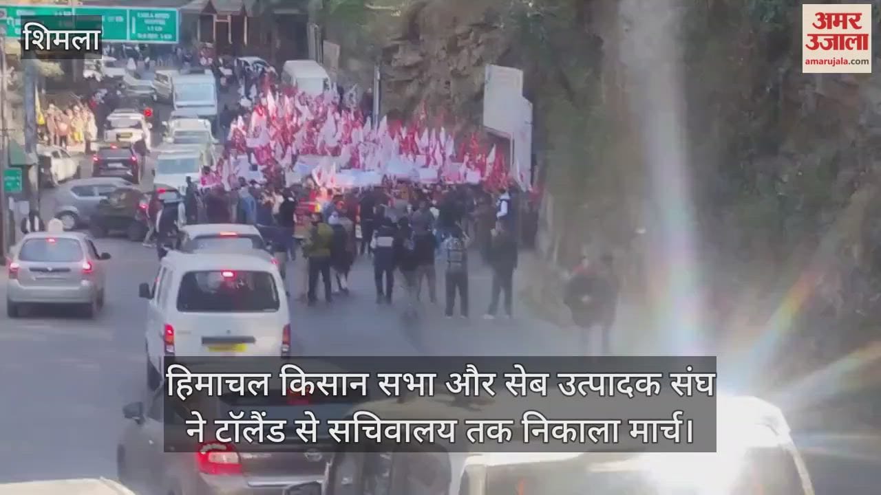 Himachal Kisan Sabha and Apple Growers Association took out a march from Toll Plaza to the Secretariat