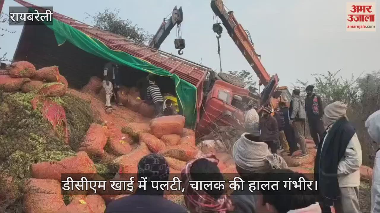 रायबरेली में डीसीएम खाई में पलटी, चालक की हालत गंभीर