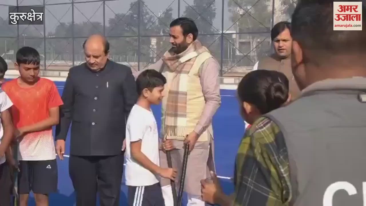 Chief Minister Nayab Saini arrived in Kurukshetra and laid the foundation stone for the hockey astroturf at Kurukshetra University campus