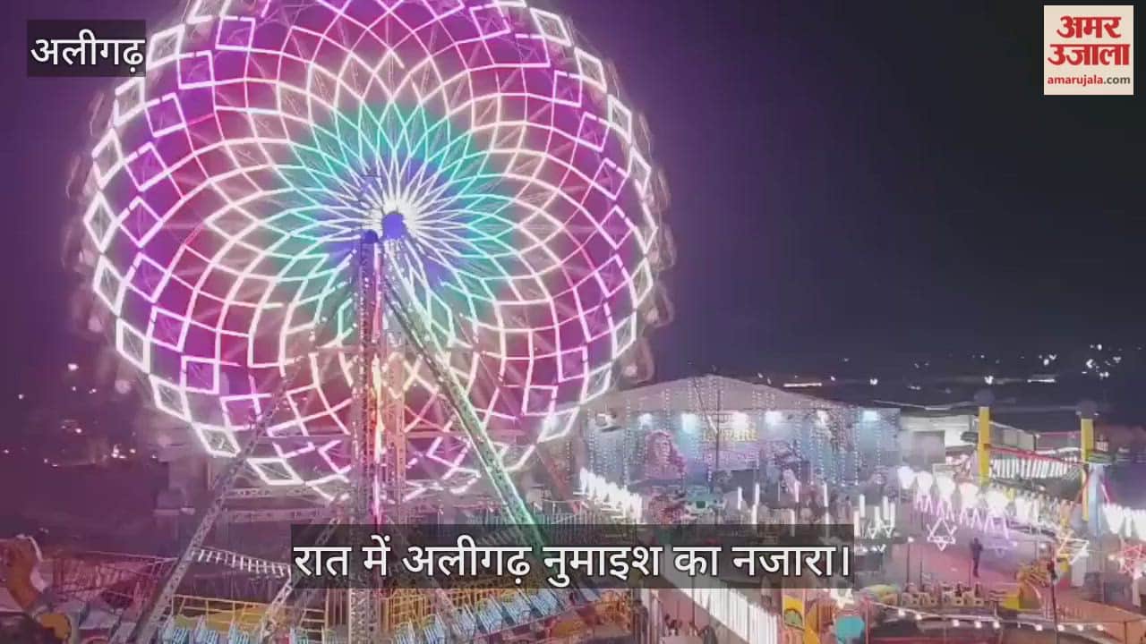 रात में अलीगढ़ नुमाइश का नजारा