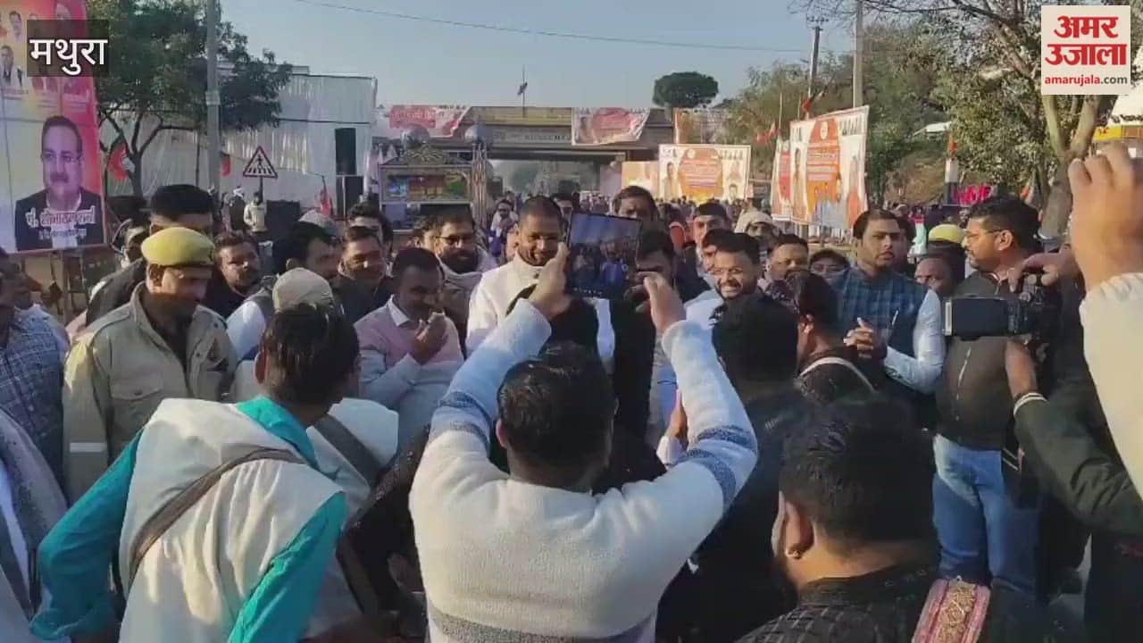BJPs newly elected national president Nitin Naveen visit Mathura
