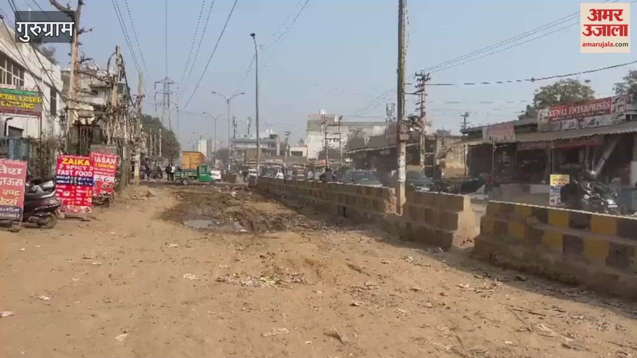 Traffic is being affected due to sewer pipes on Kadipur Road in Gurugram