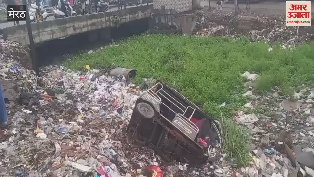 Meerut: An e-rickshaw driver fell into a drain due to the absence of a wall on the wooden bridge