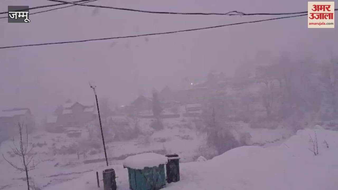 Bhaderwah is covered in a blanket of snow, with intermittent snowfall continuing since last night.