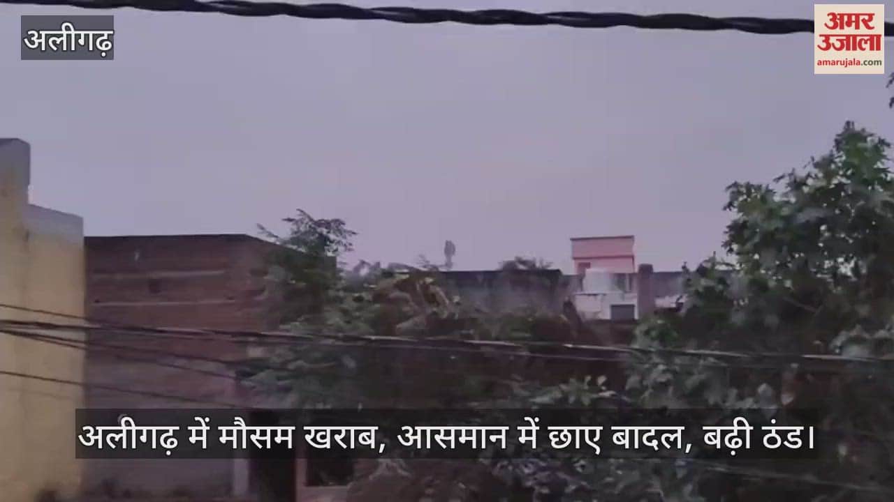 अलीगढ़ में मौसम खराब, आसमान में छाए बादल, बढ़ी ठंड