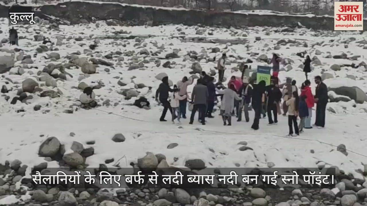 For tourists, the snow-covered Beas River has become a snow point.