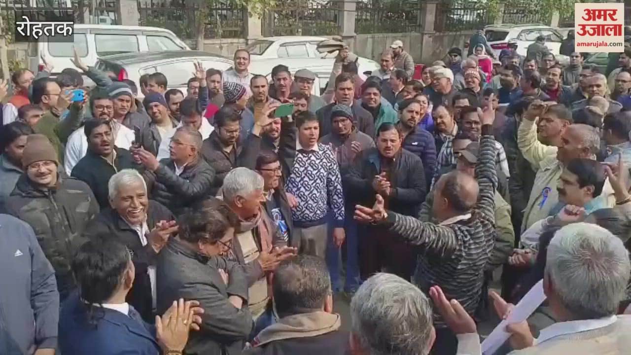 Bank employees on strike in Rohtak