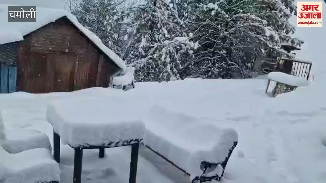 Snowfall: Heavy snowfall continues in Auli, the road is closed beyond the TV tower