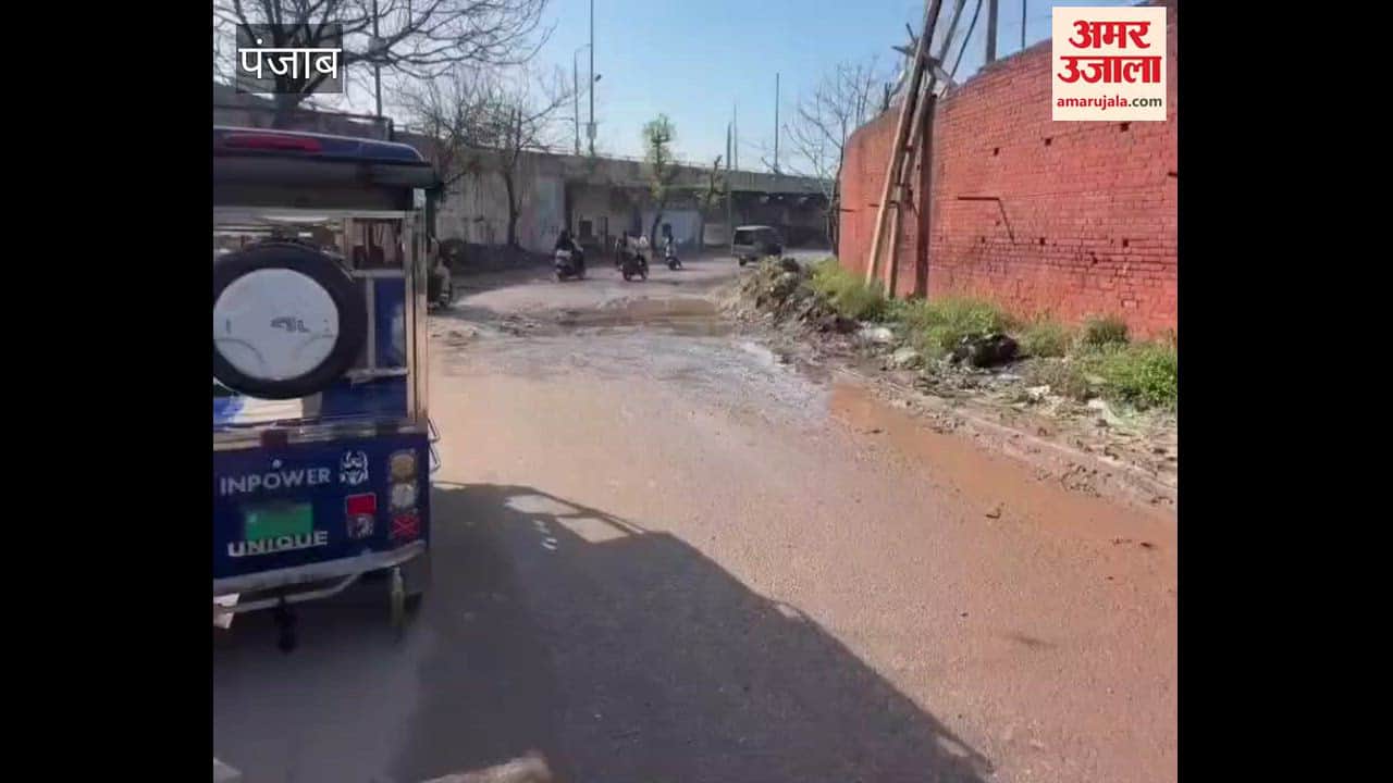 The service road next to the sugar mill in Phagwara is in a dilapidated condition.